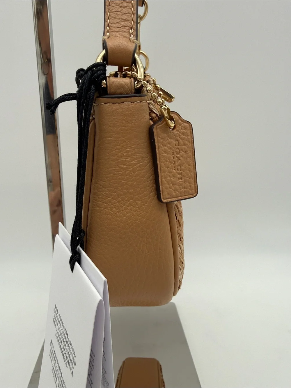 Coach Nolita 19 With Gingham Print Gold/Tan